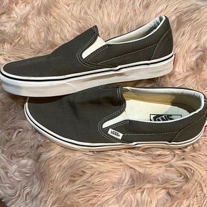 Barley worn dark grey slip on vans